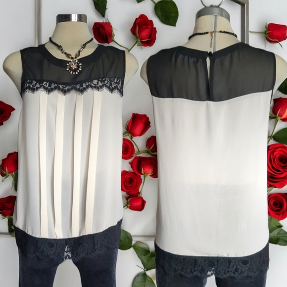 DOROTHY PERKINS Luxury Beige and Black Chiffon Sleeveless Blouse Size 14 - Picture 1 of 16